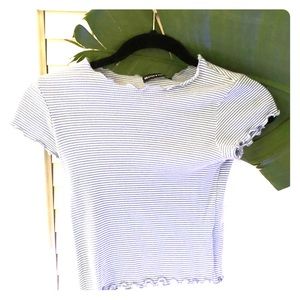 wynn top : blue + white striped brandy t shirt